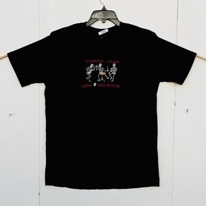 Classic Mens Voodoo Jazz New Orleans Skeleton Embroidered T-Shirt Black Large